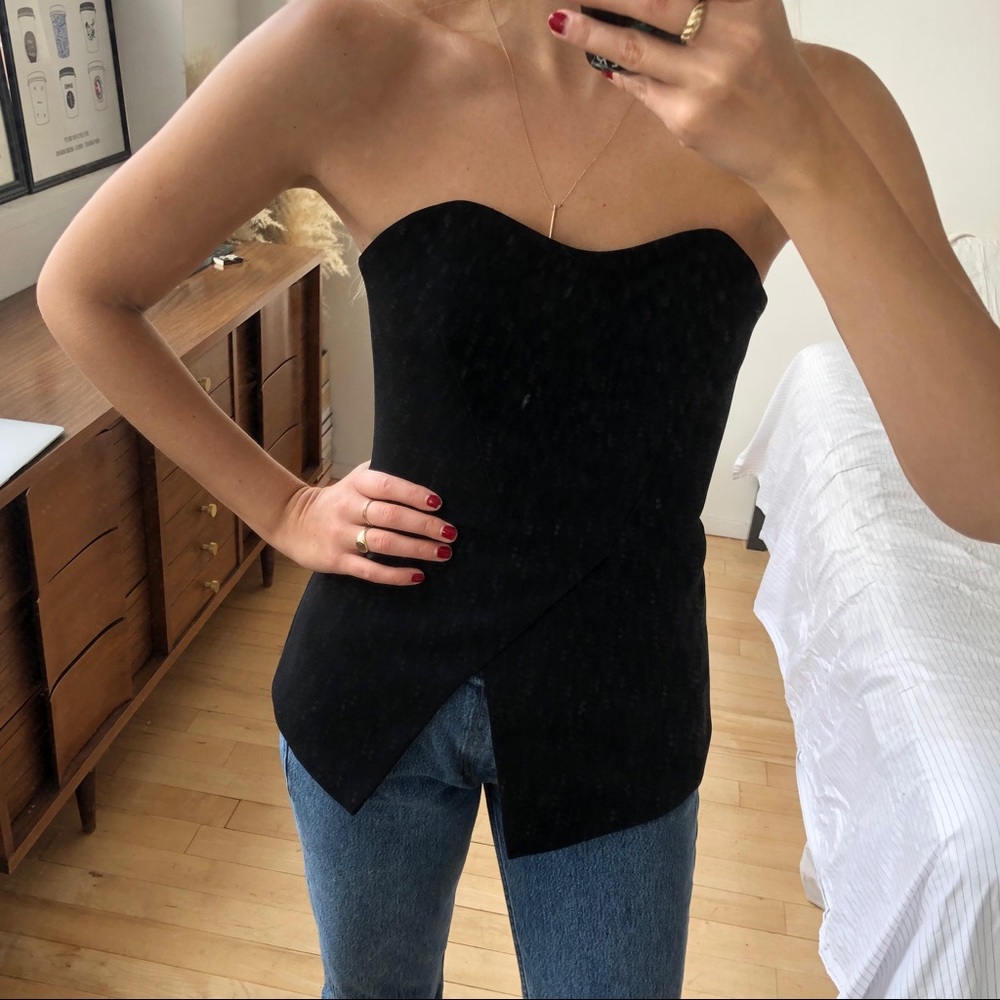 Whistles Strapless Black Crossover Structured Top